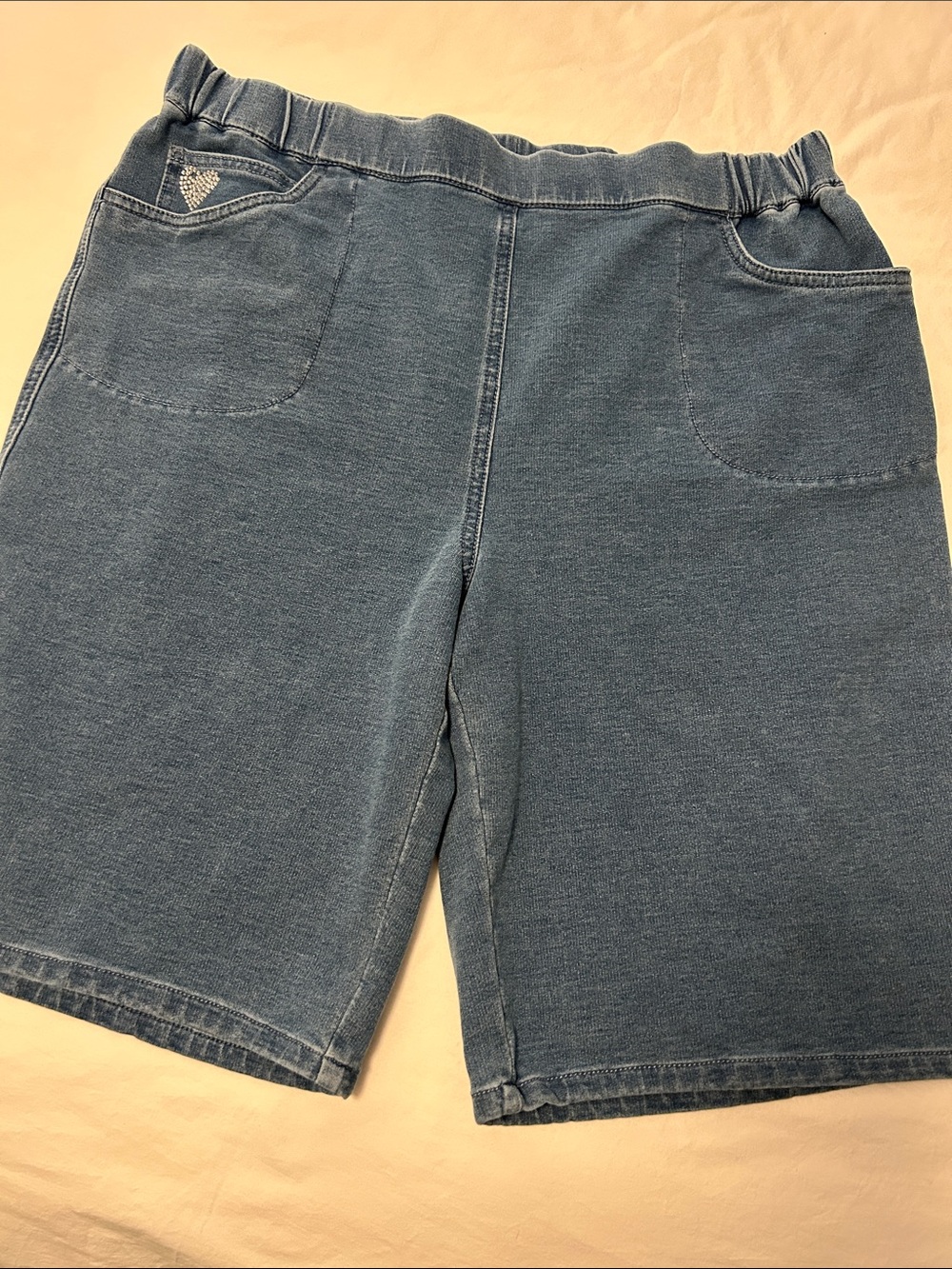Quacker Factory Blue Elastic-Waist Denim Shorts